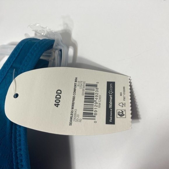 40DD Blue Wireless Seamless Full Support Bra - Picture 4 of 14